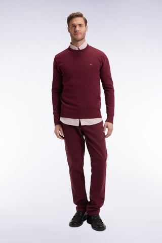 Pantalon chino sans plis en coton stretch bordeaux