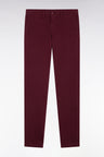 Pantalon chino sans plis en coton stretch bordeaux