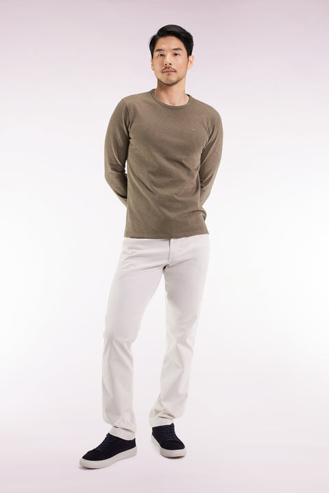 Pantalon chino sans plis en coton stretch écru - Image 1