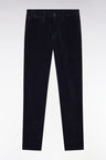 Pantalon chino sans plis en velours stretch marine