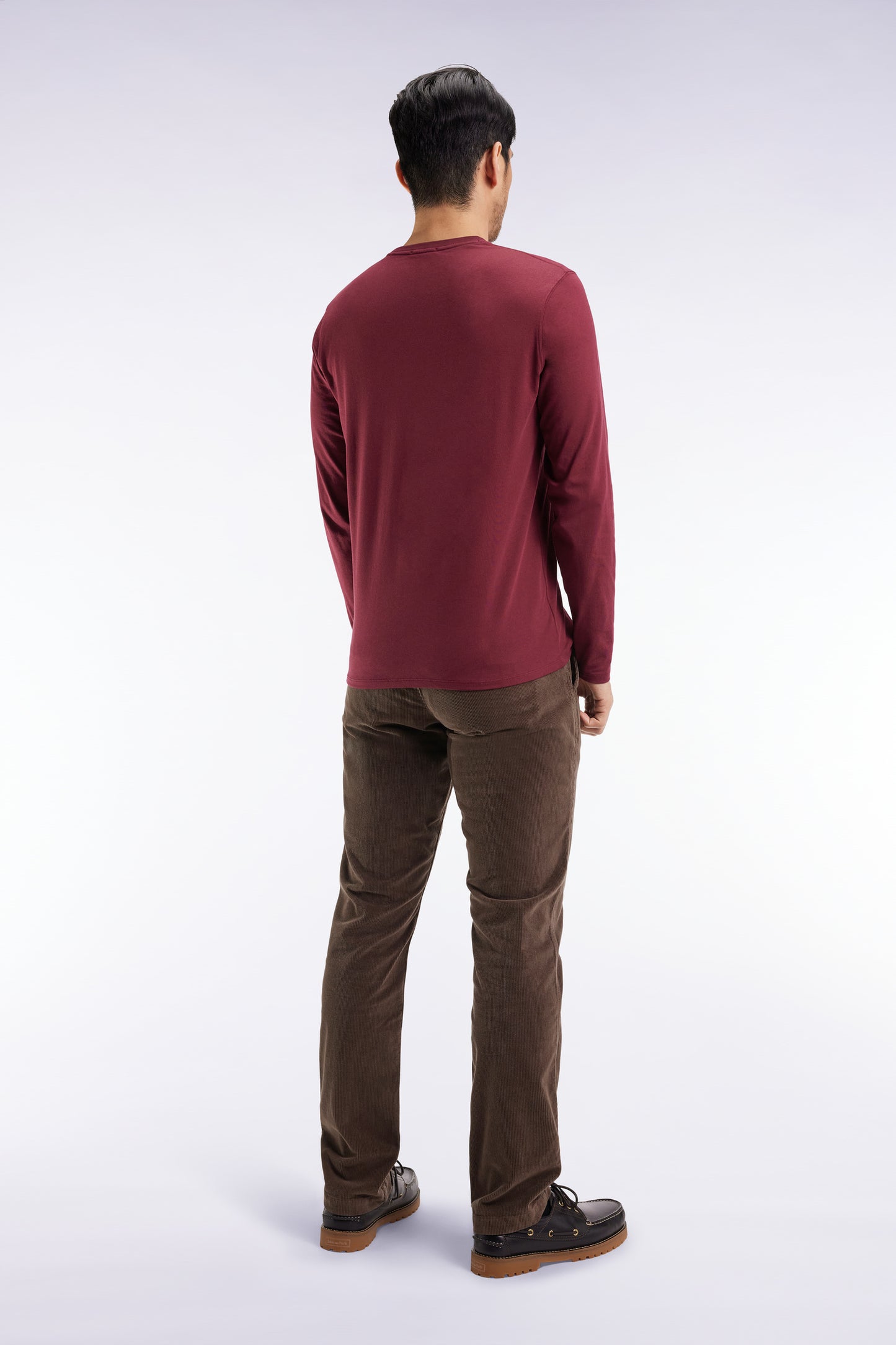 Pantalon chino sans plis en velours stretch kaki