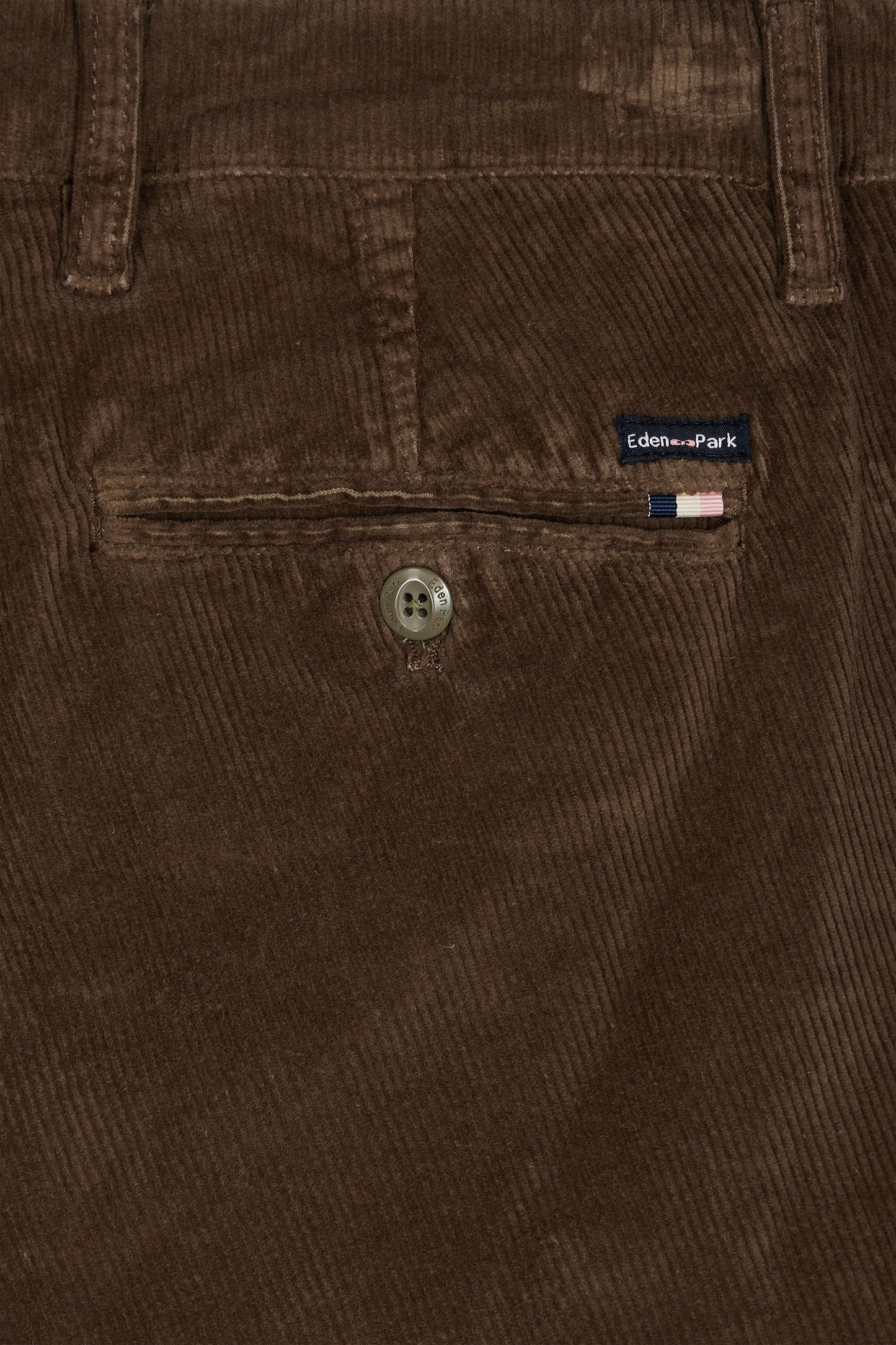 Pantalon chino sans plis en velours stretch kaki