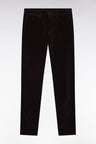 Pantalon chino sans plis en velours stretch marron