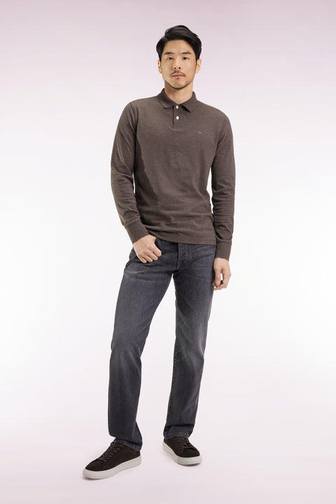 Jean 5 poches en denim stretch mélangé gris délavé coupe Regular - Image 1