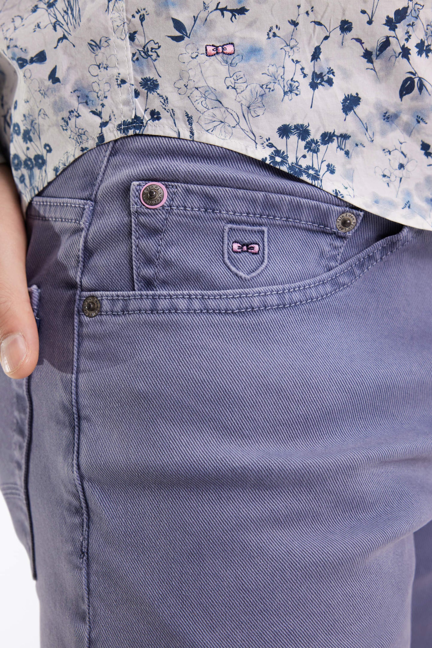 5-pocket jeans in beige stretch cotton