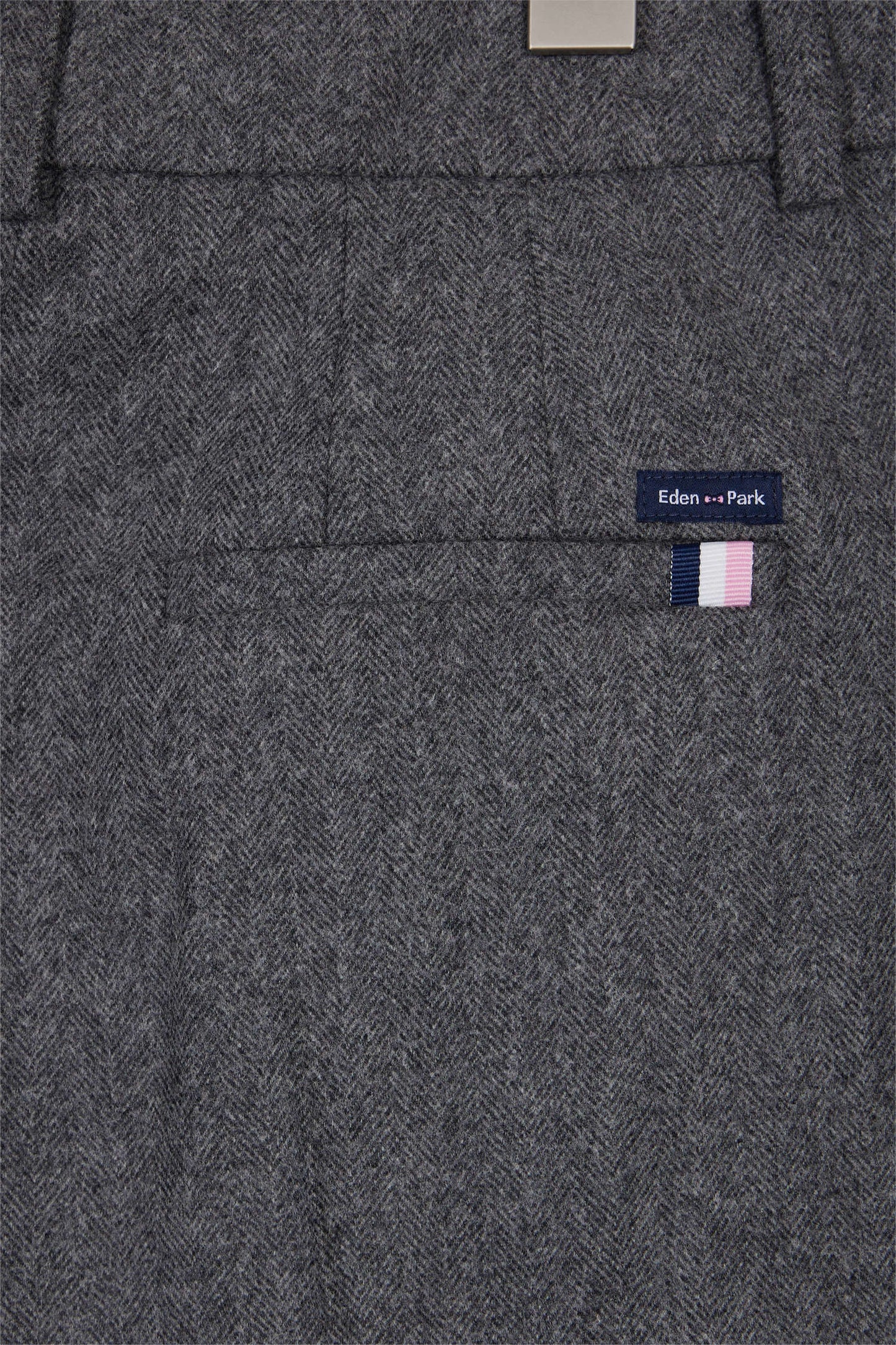 Grey wool flannel wide-leg suit pants
