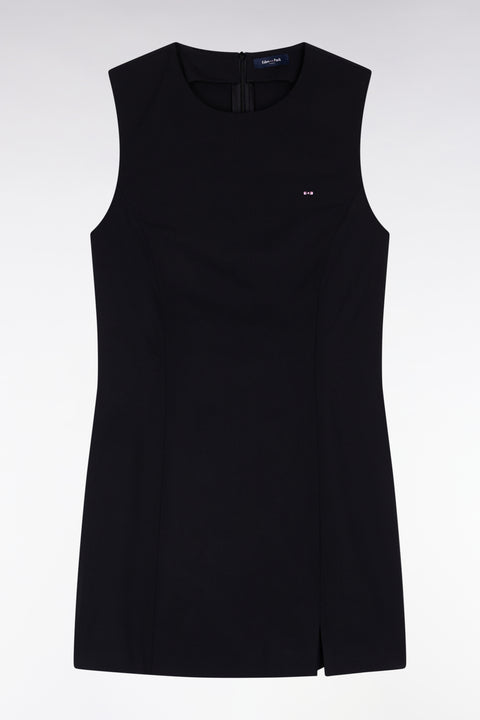Sleeveless dress in black stretch virgin wool - Image 2