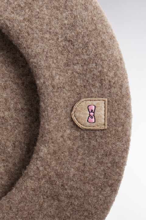 Béret uni en laine vierge beige - Image 2