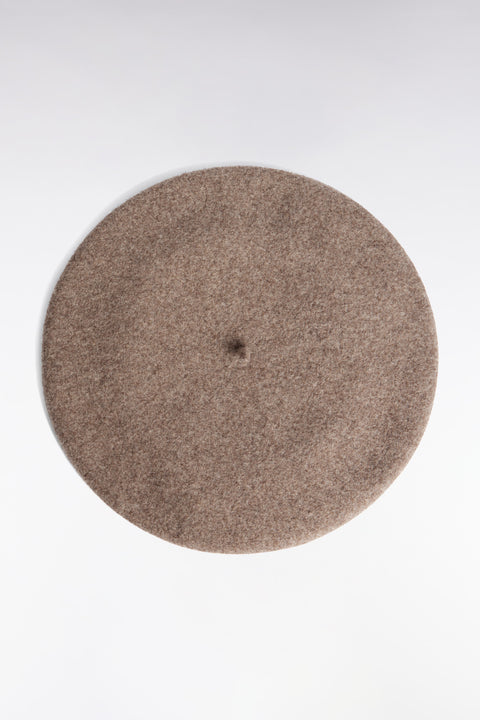Béret uni en laine vierge beige - Image 1