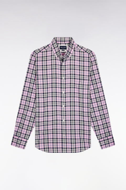 Pink cotton check shirt, straight cut - Image 2