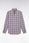 Pink cotton check shirt, straight cut