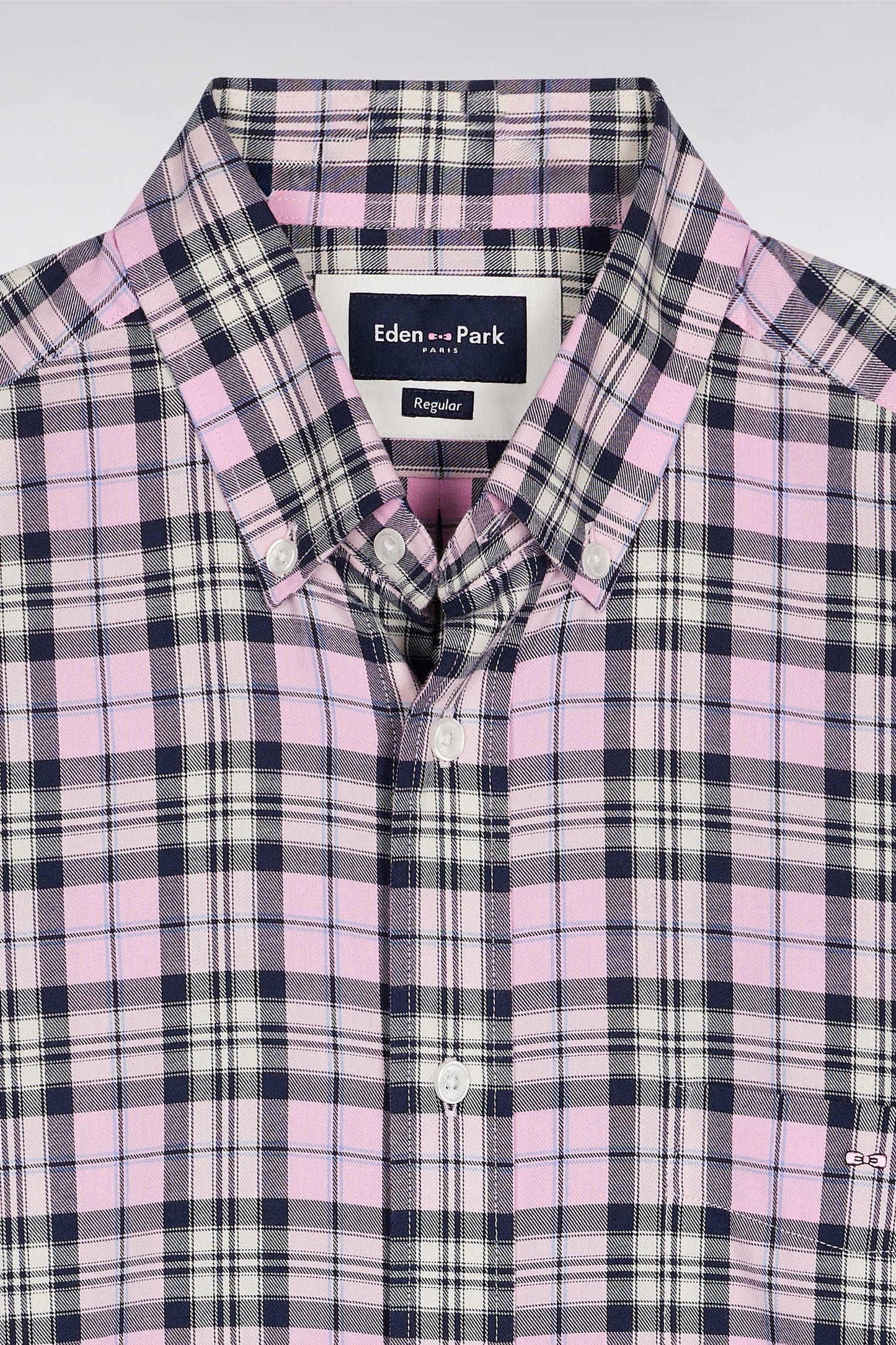 Pink cotton check shirt, straight cut