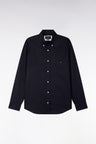 Navy piqué cotton straight-cut shirt