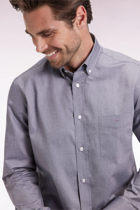 Chemise en coton marine coupe droite - Image 3