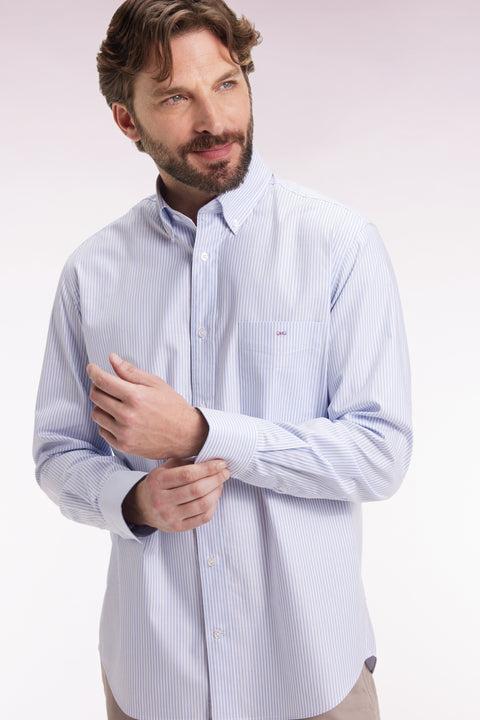 Chemise rayée en coton ciel coupe droite - Image 3