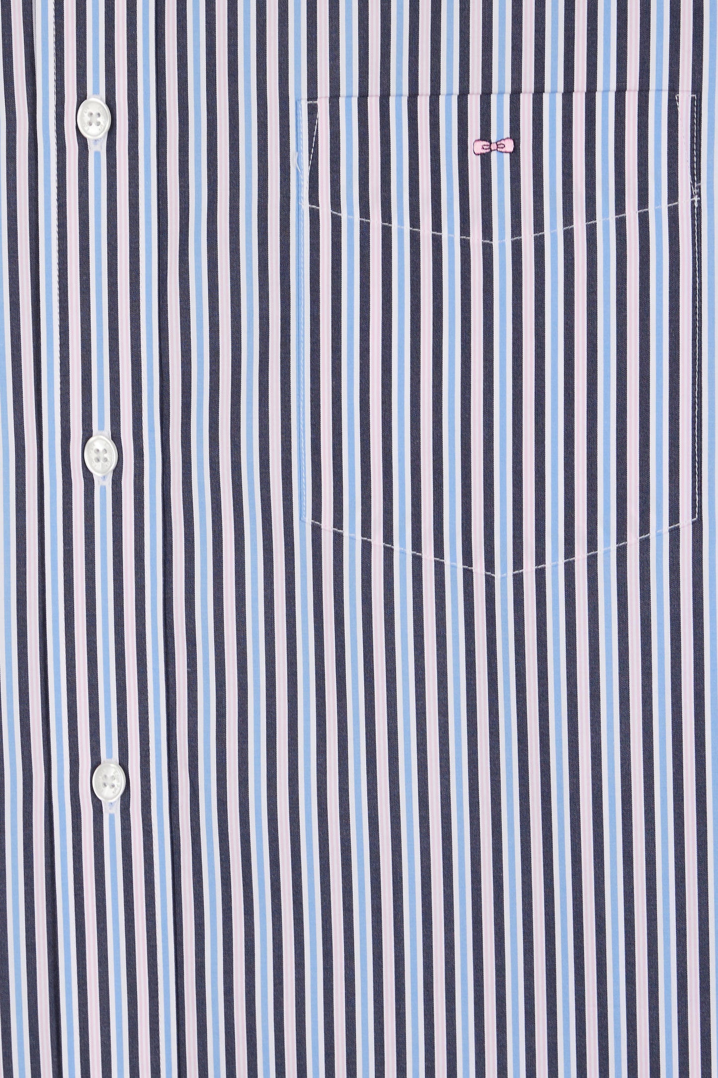 Navy cotton shirt with contrasting stripes, straight cut