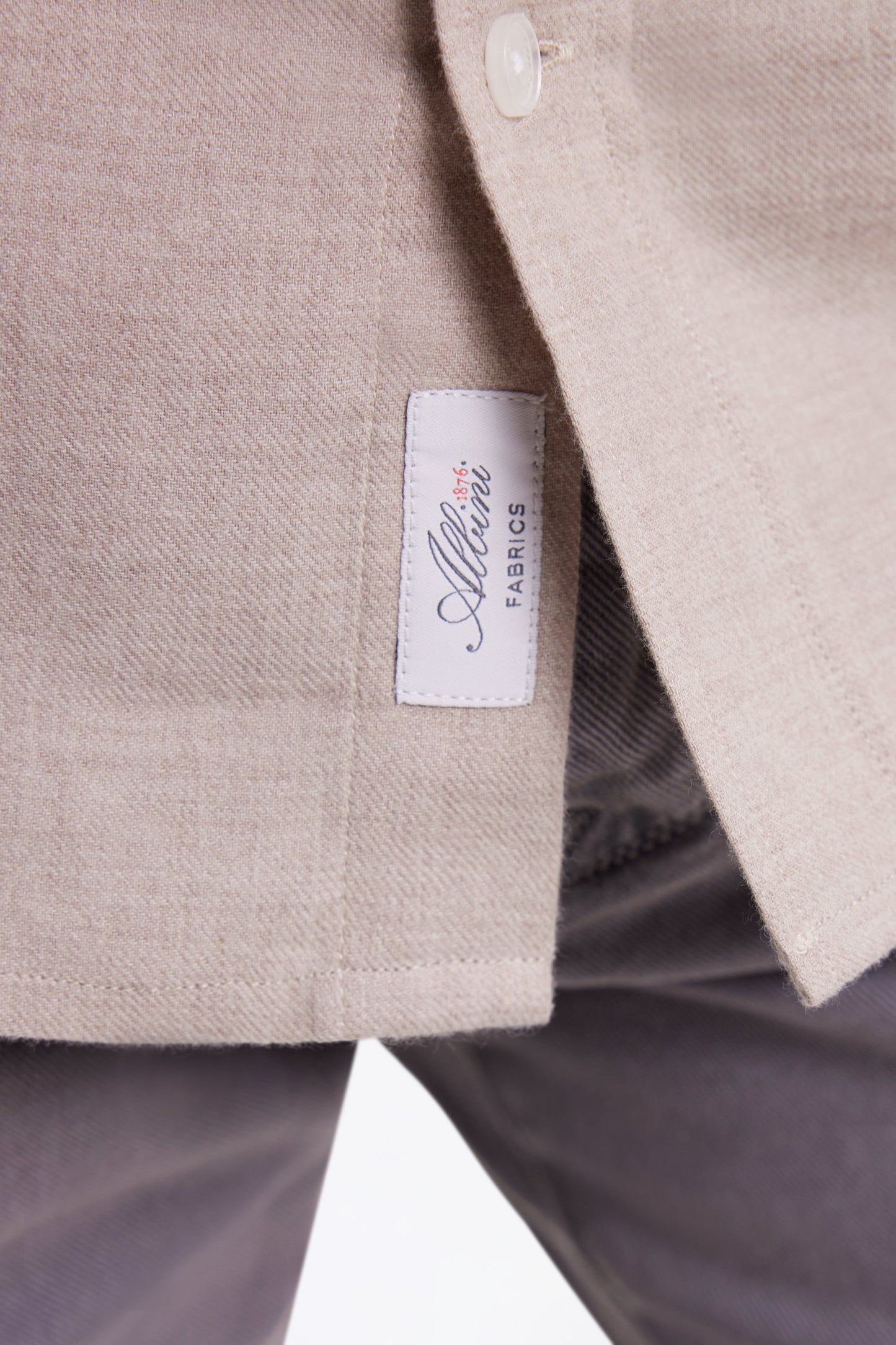 Beige flannel shirt, straight cut