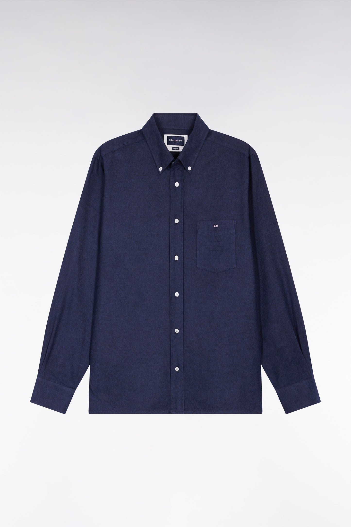Straight-cut navy flannel shirt