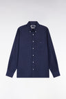 Straight-cut navy flannel shirt