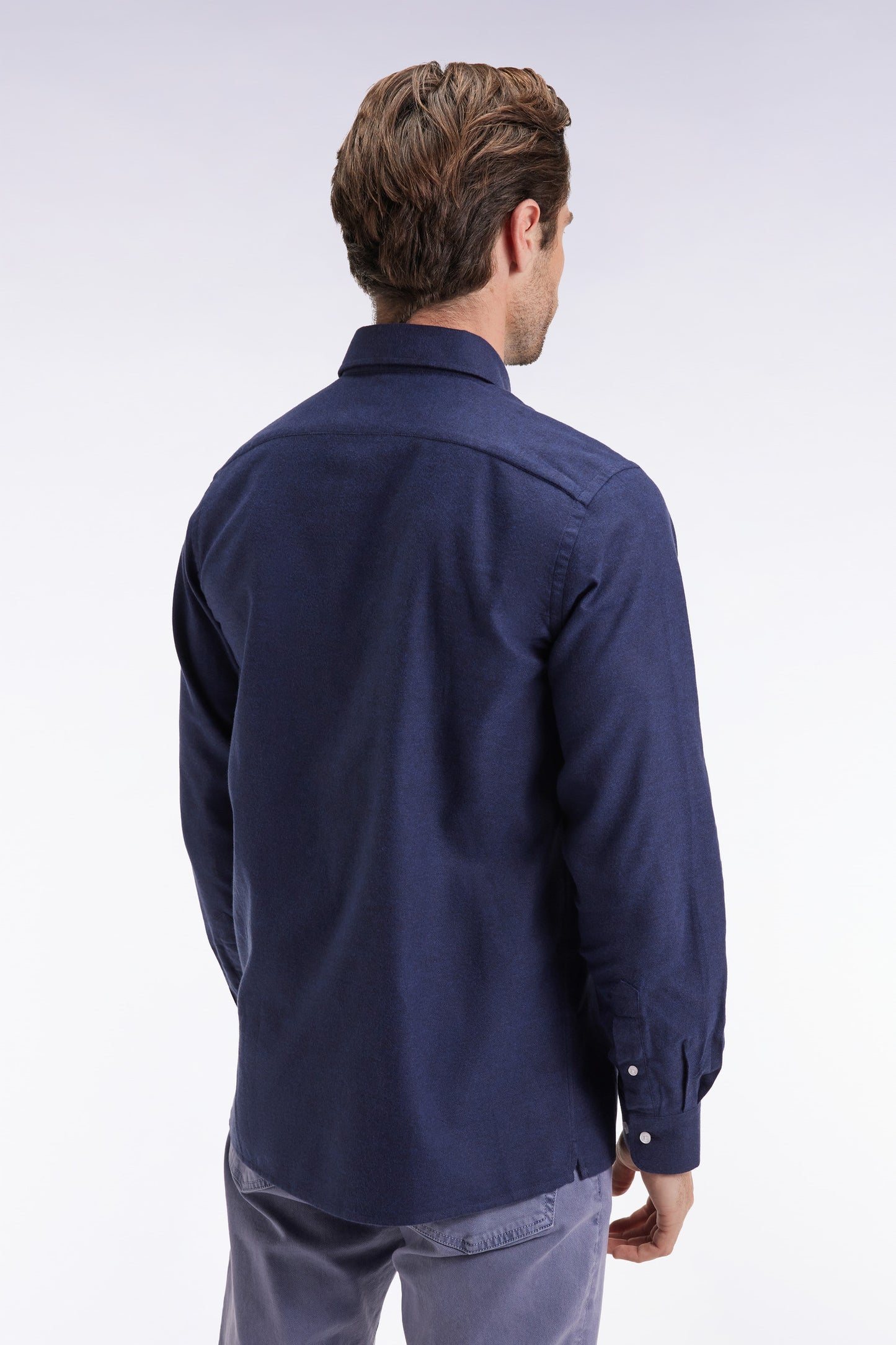Straight-cut navy flannel shirt