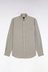 Grey cotton flannel shirt, straight cut