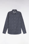 Chemise en coton marine à imprimé floral graphique coupe droite
