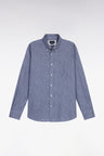 Chemise à micro-motifs en coton marine coupe droite