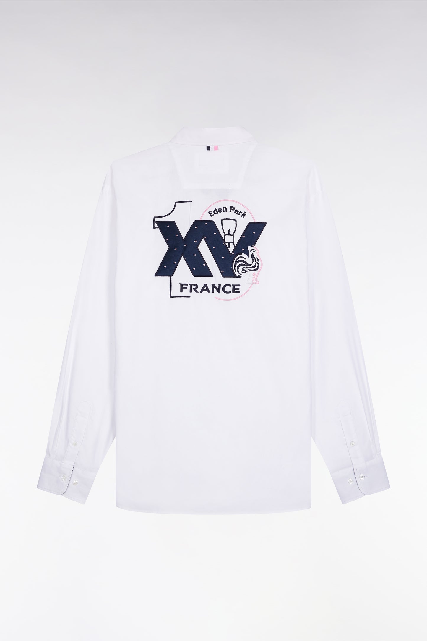 XV de France embroidered white cotton shirt, straight cut