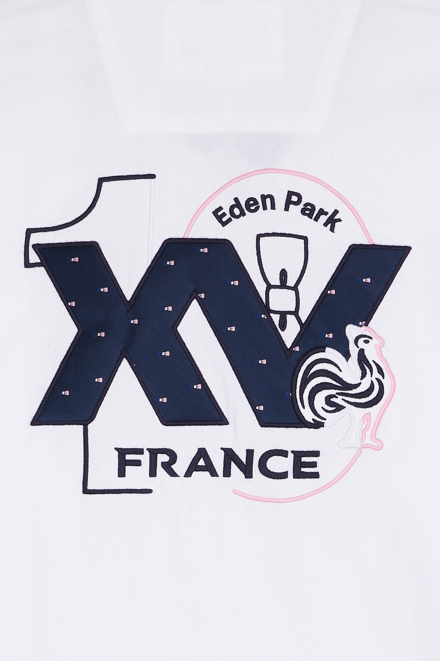 XV de France embroidered white cotton shirt, straight cut