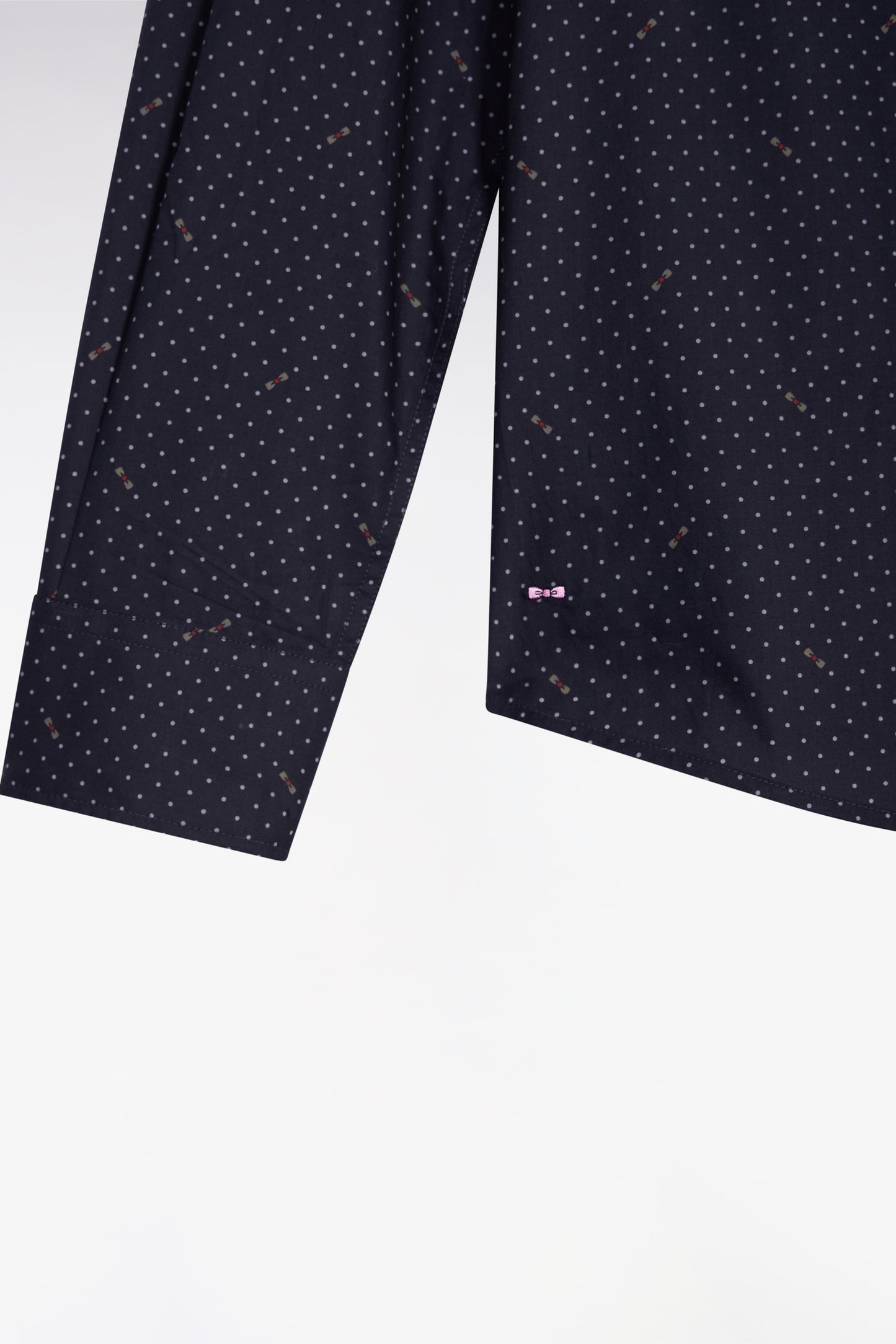 Black Pima cotton shirt with micro-patterned polka dots, slim fit