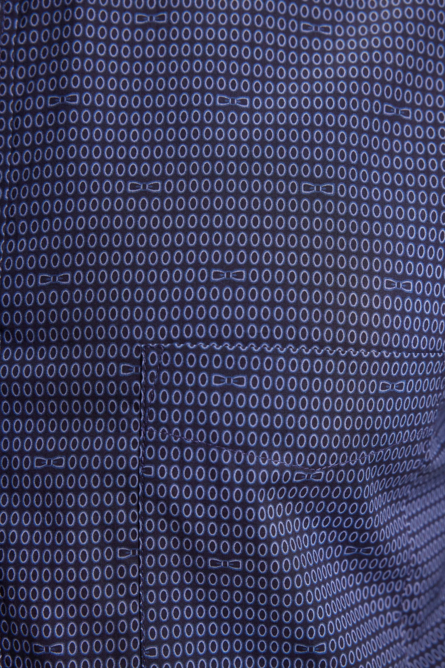 Slim-fit navy Pima cotton shirt with micro-patterns