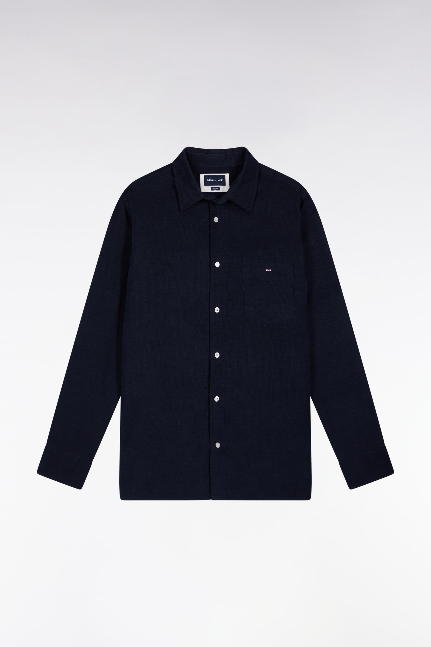 Chemise en velours marine coupe droite