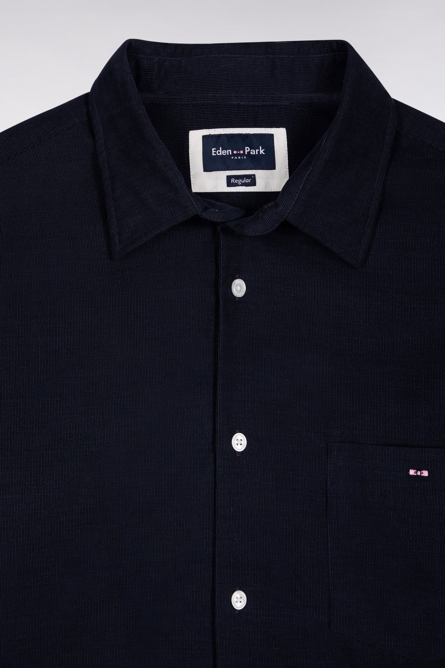 Chemise en velours marine coupe droite