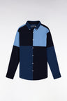 Blue four-diamond straight-cut velvet shirt