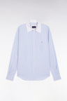 Slim-fit shirt in sky and white striped cotton poplin