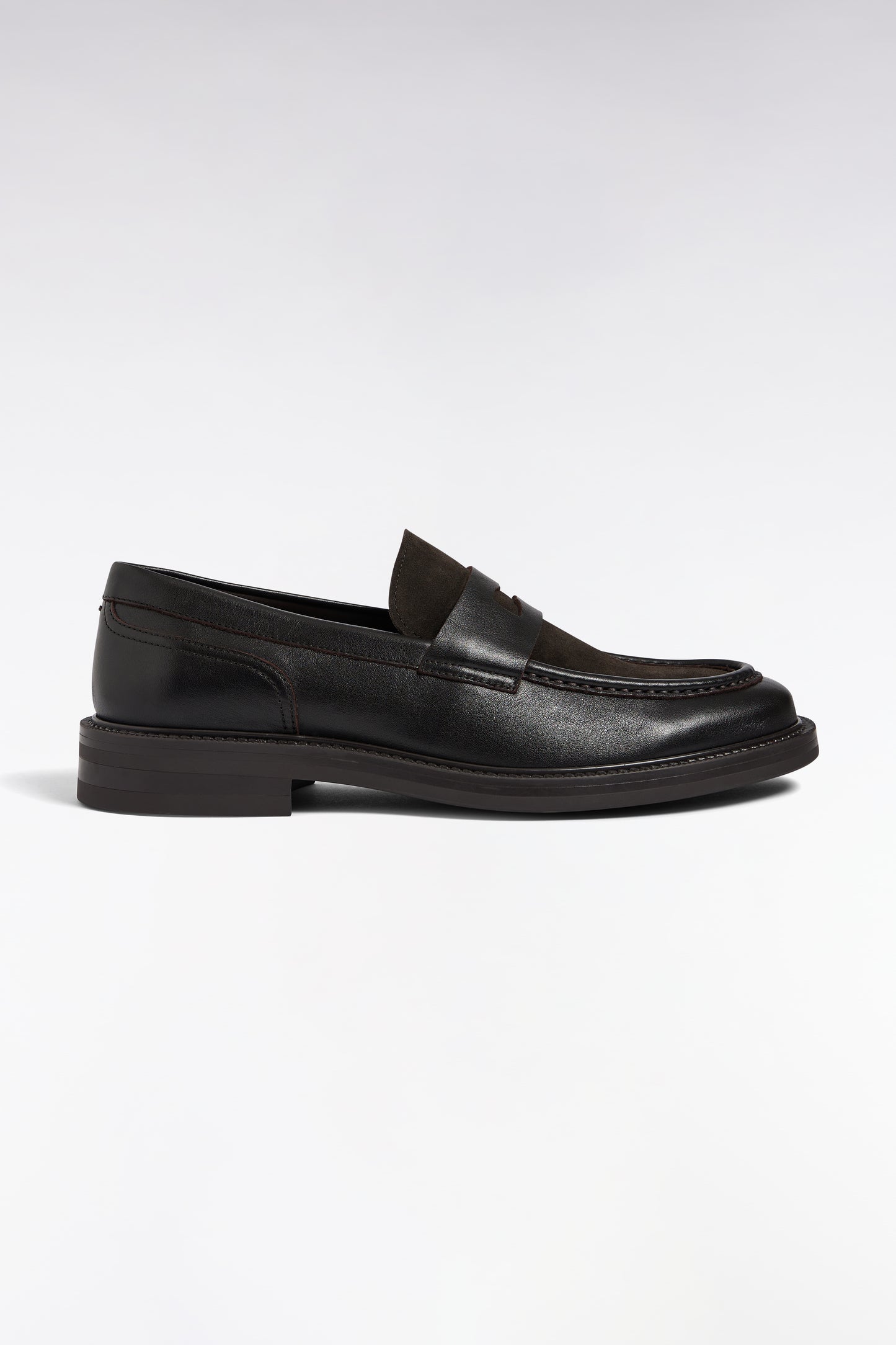 Two-tone brown leather loafers