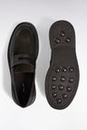 Two-tone brown leather loafers
