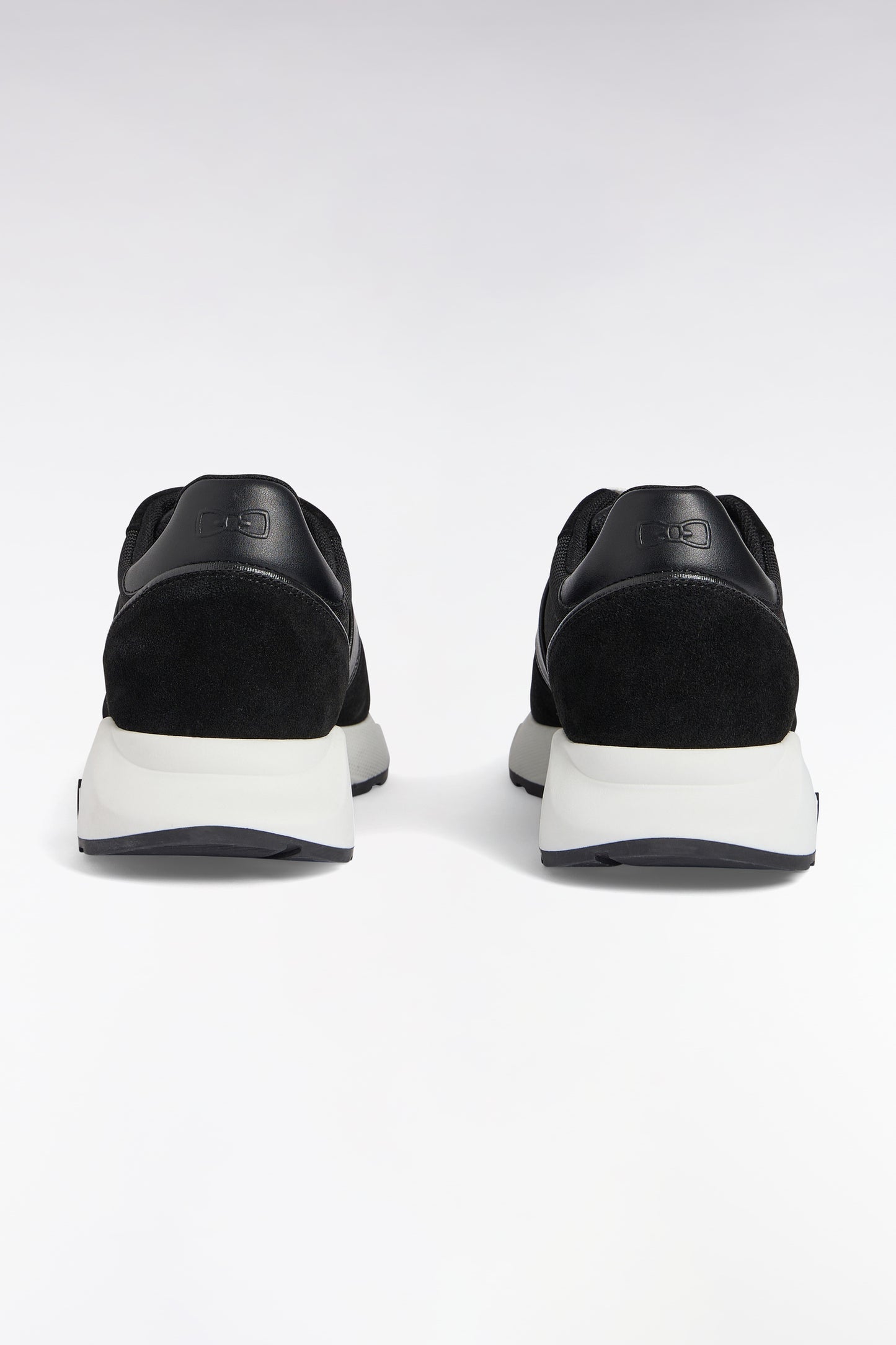 Sneakers multimatières en cuir noir