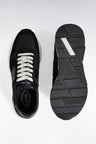 Sneakers multimatières en cuir noir