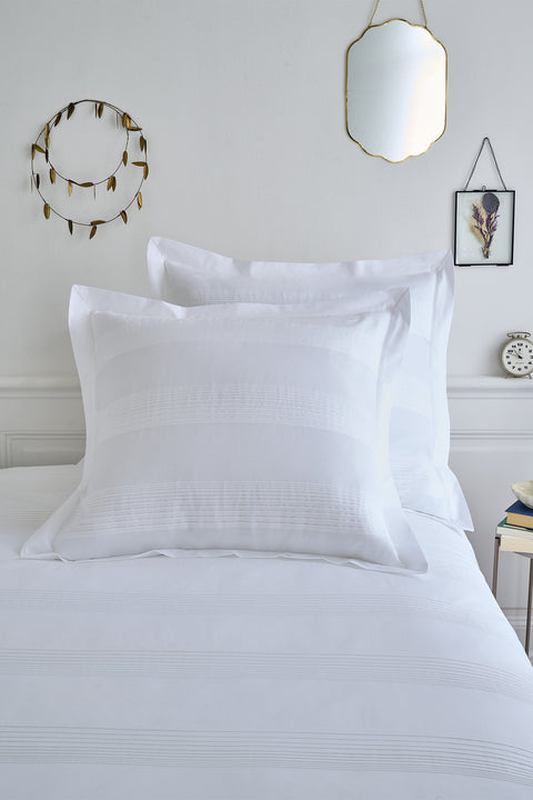 Set of square pillowcases in white cotton percale - Image 1