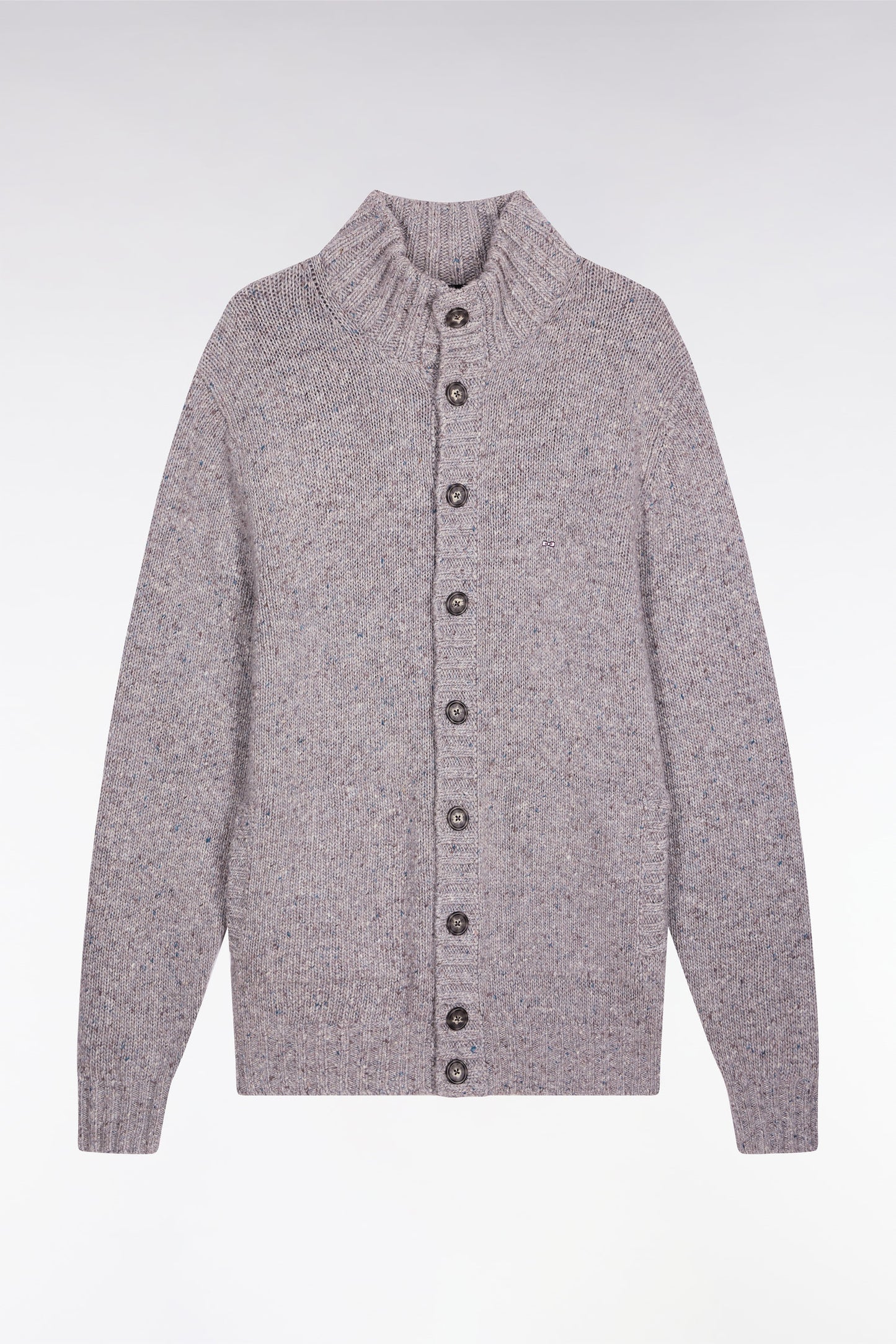Cardigan en laine vierge et alpaga mélangés gris coupe droite