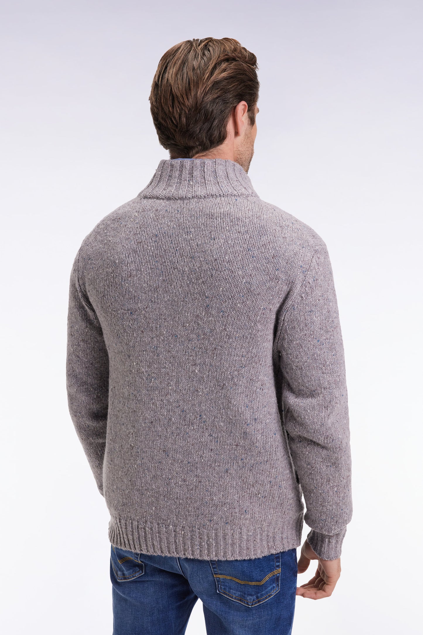 Cardigan en laine vierge et alpaga mélangés gris coupe droite