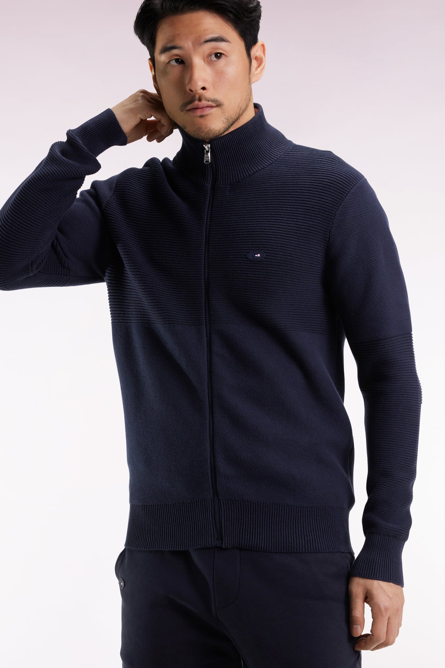Cardigan zippé XV de France en coton marine