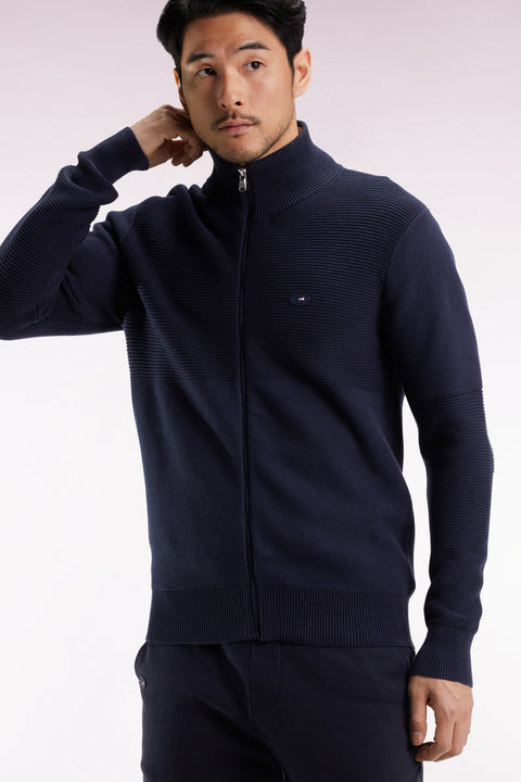 Cardigan zippé XV de France en coton marine - Image 3