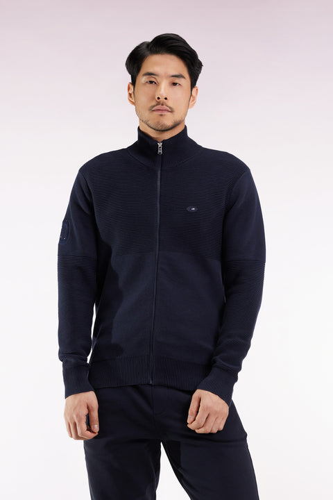 Cardigan zippé XV de France en coton marine - Image 1