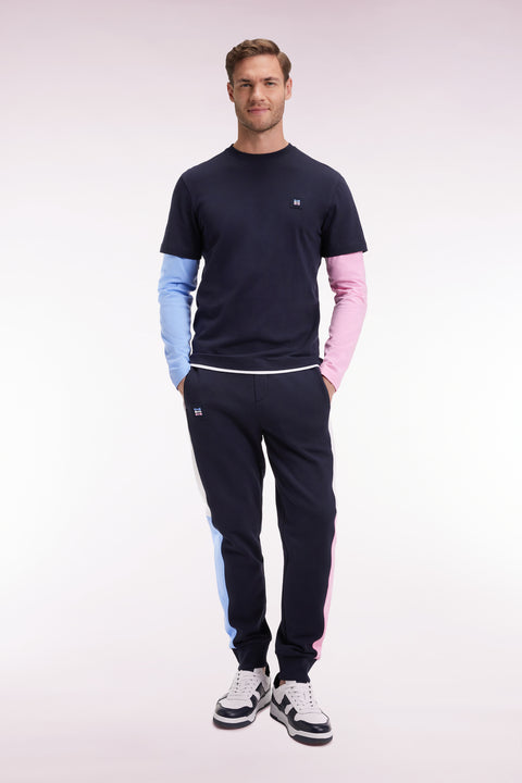 Navy colorblock brushed fleece straight-leg jogging suit - Image 1