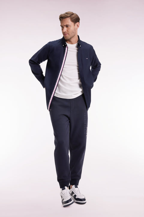 Navy brushed fleece jogging suit with striped pockets Relaxed fit - Image 3