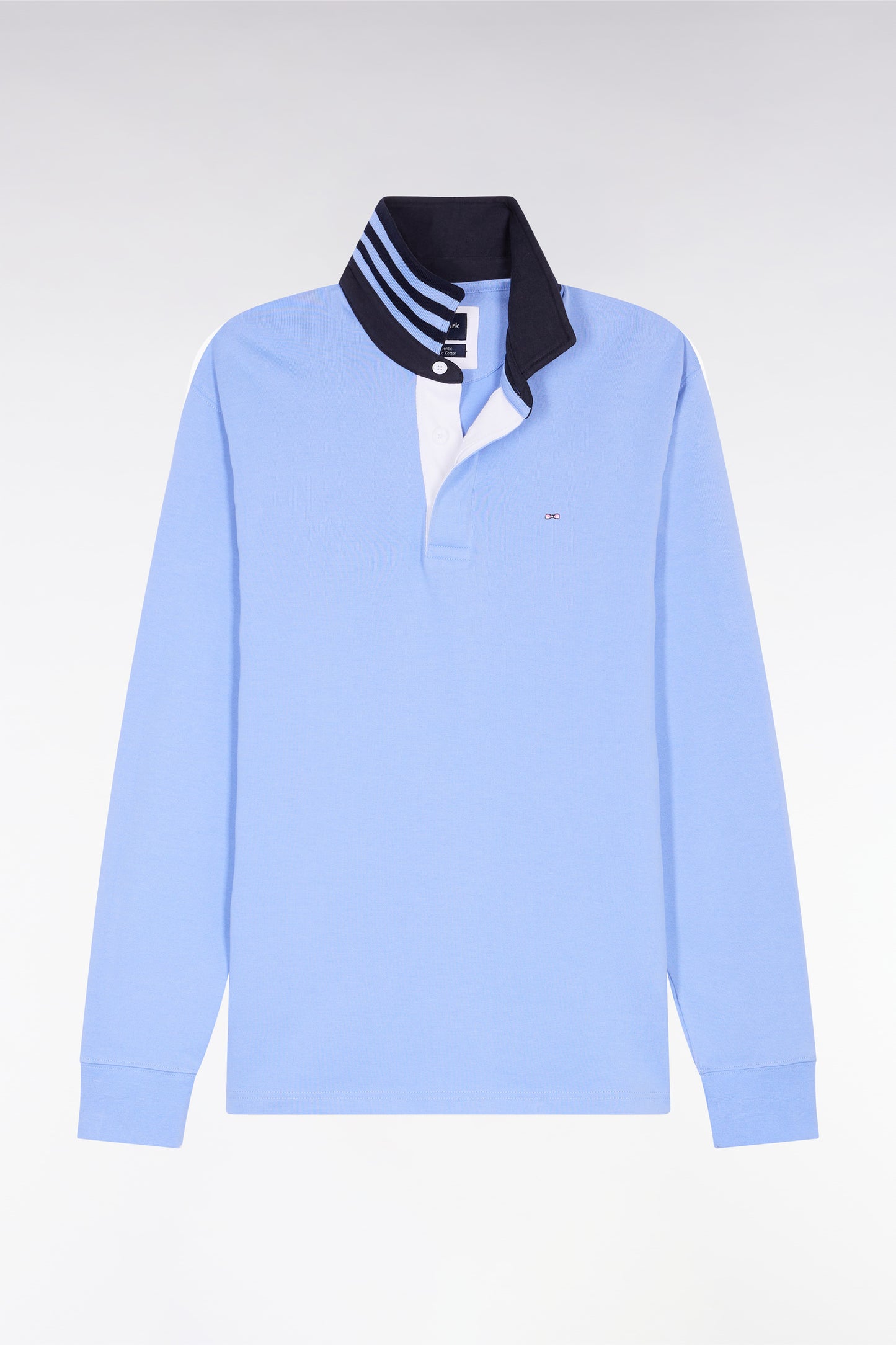 Long-sleeved jersey with striped collar underneath