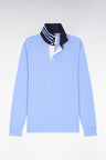 Long-sleeved jersey with striped collar underneath