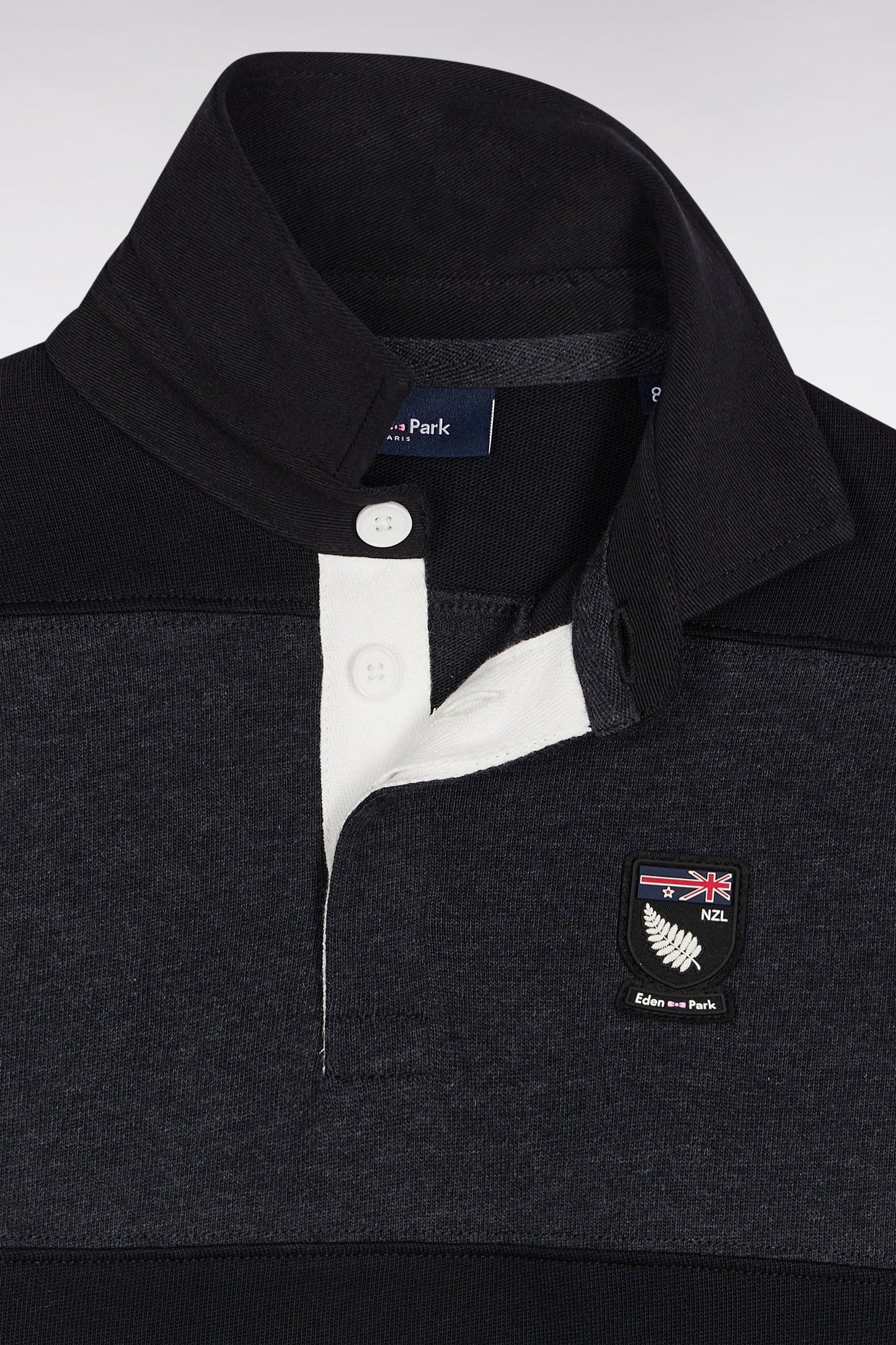 Long-sleeved jersey in black and grey New Zealand cotton jersey